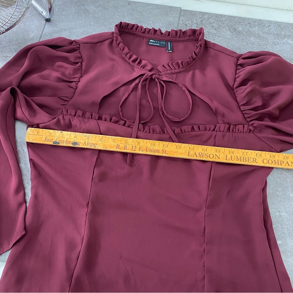 ASOS Blouse Women’s 14 Burgundy Milkmaid Peasent High Neck Romantic Gothic Witch - Picture 9 of 10